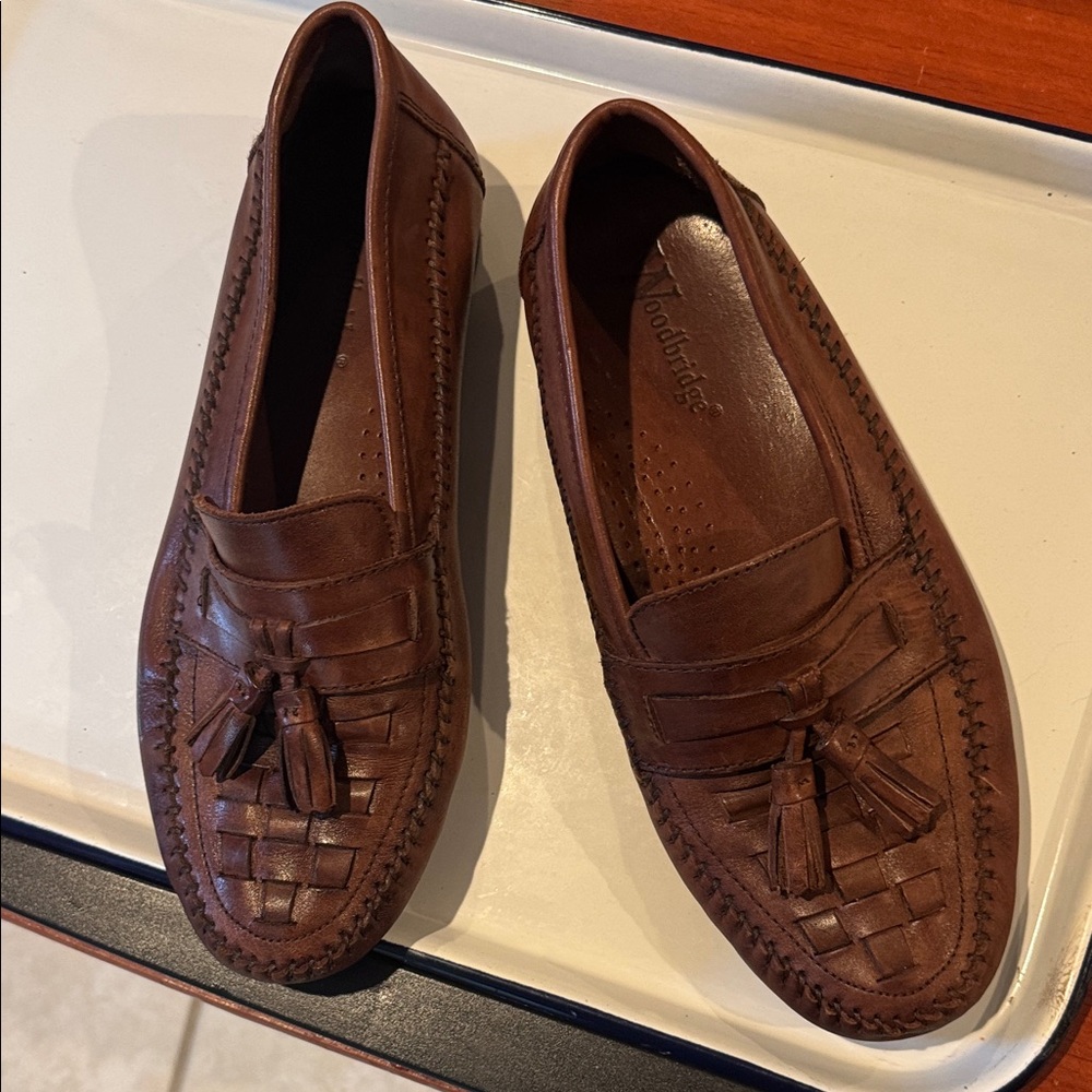 Woodbridge Chestnut Leather Men's Slip-Ons Tassels Size 10.5